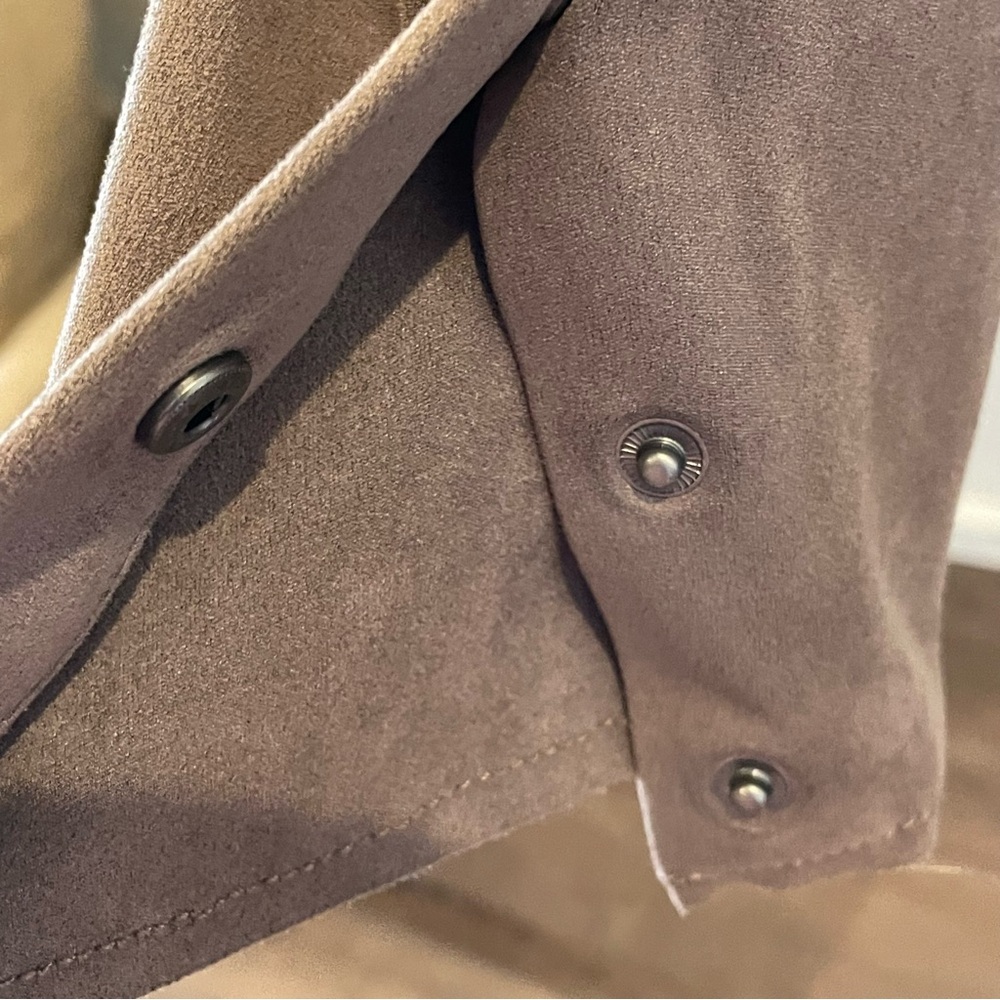 KUT from the Kloth Tayanita Tan Faux Suede open front draped Jacket in Tan M - Picture 6 of 14